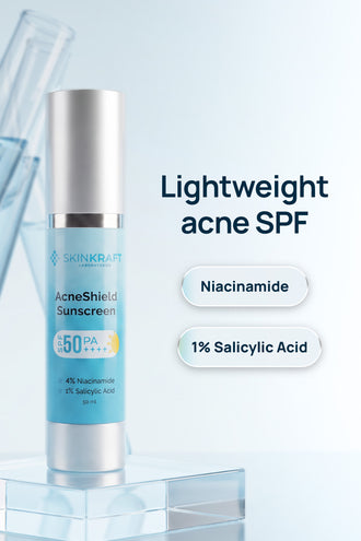 AcneShield Sunscreen SPF 50 PA++++ With 4% Niacinamide & 1% Salicylic Acid