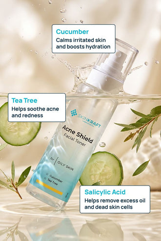 Acne Shield Facial Toner With 0.1% Cucumber Extract & 0.1% Tea Tree Extract