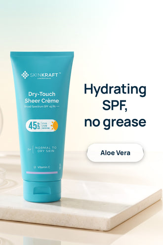 Dry-Touch Sheer Crème SPF 45 PA+++ Sunscreen With 0.2% Vitamin C & 0.1% Aloe Vera Extract