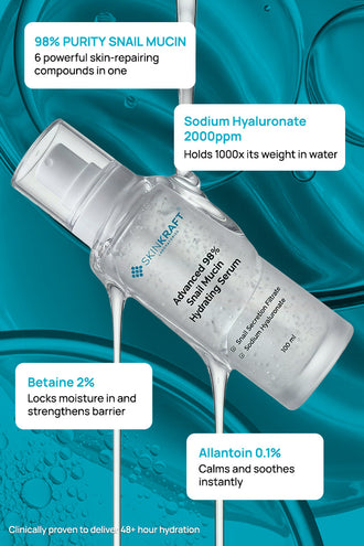 Advanced 98% Snail Mucin Hydrating Serum With 2% Snail Secretion Filtrate & 0.2% Sodium Hyaluronate