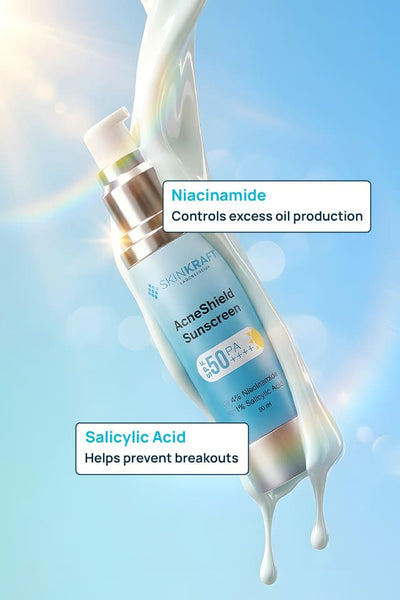 AcneShield Sunscreen SPF 50 PA++++ With 4% Niacinamide & 1% Salicylic Acid